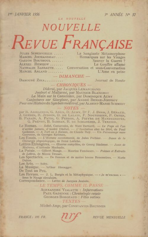 Livrenpoche : La nouvelle revue française n°37 - Collectif - Livre