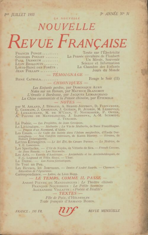 Livrenpoche : La nouvelle nouvelle revue française n°31 - Collectif - Livre