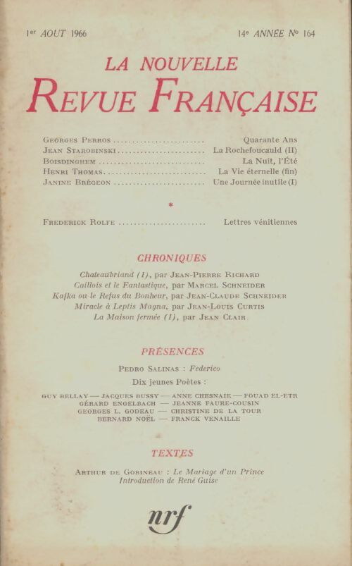 Livrenpoche : La nouvelle revue française n°164 - Collectif - Livre