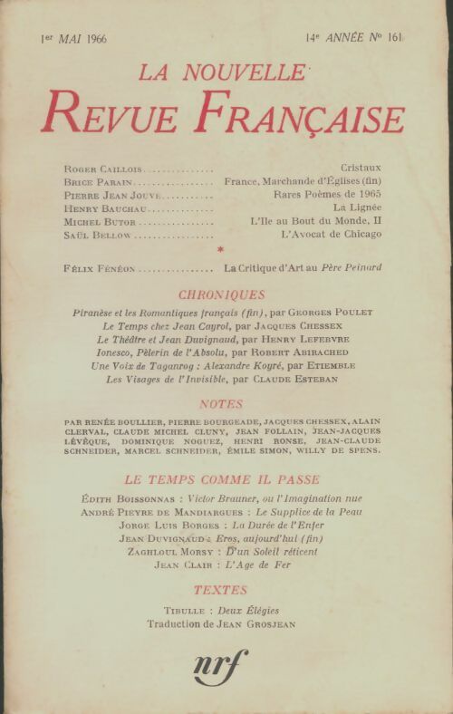 Livrenpoche : La nouvelle revue française n°161 - Collectif - Livre