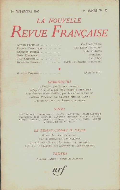 Livrenpoche : La nouvelle revue française n°155 - Collectif - Livre