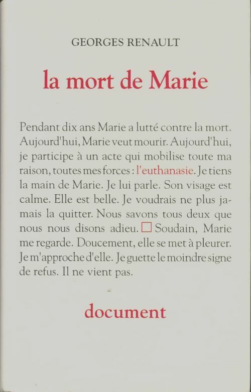 Livrenpoche : La mort de Marie - Georges Renault - Livre