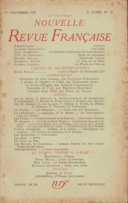Livrenpoche : La nouvelle revue française n°35 - Collectif - Livre