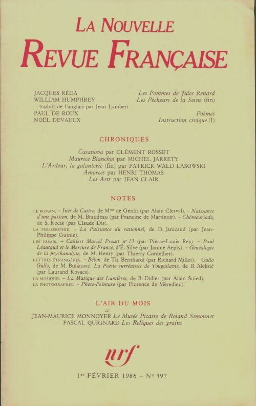 Livrenpoche : La nouvelle nouvelle revue française n°397 - Collectif - Livre