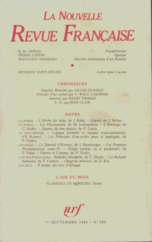 Livrenpoche : La nouvelle nouvelle revue française n°380 - Collectif - Livre