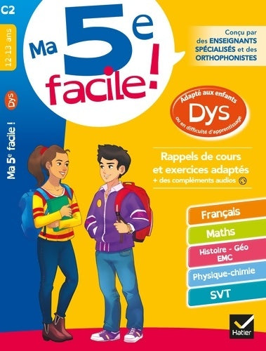 Livrenpoche : Ma 5e facile ! adapté aux enfants dys ou en difficulté d'apprentissage : Cahier d entraînement toutes matières - Nathalie Bertrand - Livre