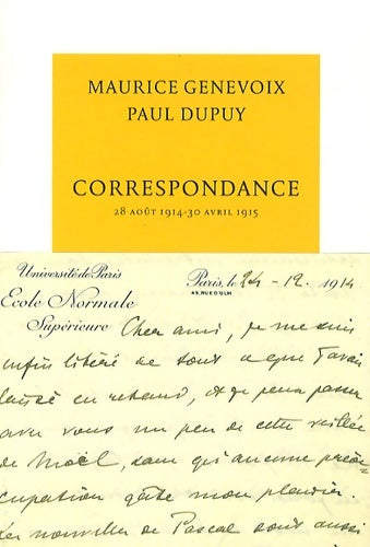 Livrenpoche : Correspondance : 28 août 1914 - 30 avril 1915 - Paul Dupuy - Livre