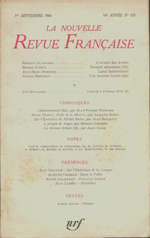 Livrenpoche : La nouvelle revue française n°165 - Collectif - Livre