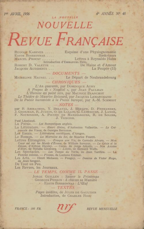 Livrenpoche : La nouvelle revue française n°40 - Collectif - Livre