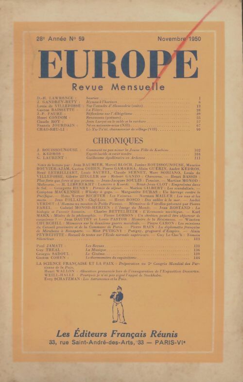 Livrenpoche : Europe n°59 - Collectif - Livre