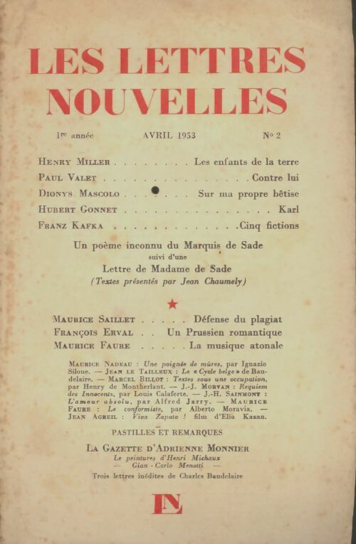Livrenpoche : Les lettres nouvelles n°2 - Collectif - Livre