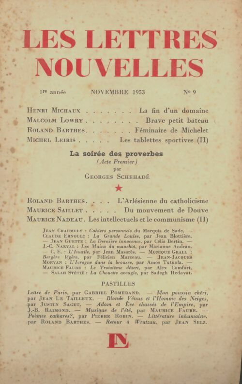 Livrenpoche : Les lettres nouvelles n°9 - Collectif - Livre