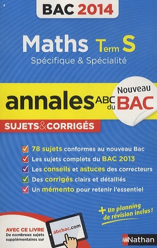 Livrenpoche : Maths Terminale S spécifique & spécialité, sujets & corrigés 2014 - Collectif - Livre