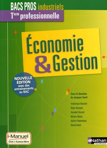 Livrenpoche : Economie-gestion Terminale bac pro industriels - Frédérique Boucher - Livre