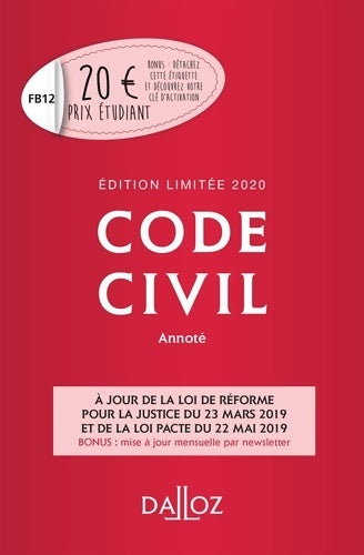 Livrenpoche : Code civil annoté 2020 - Xavier Henry - Livre