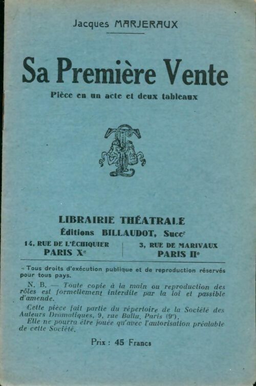 Livrenpoche : Sa première vente - Jacques Marteaux - Livre