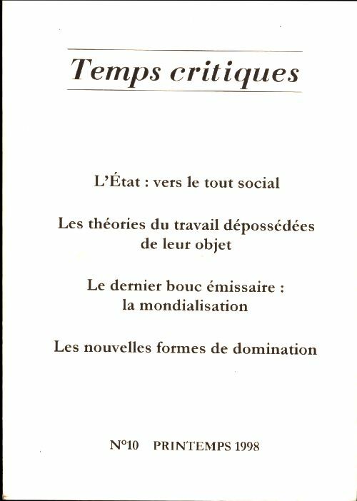 Livrenpoche : Temps critiques n°10 - Collectif - Livre