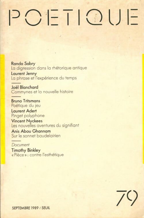 Livrenpoche : Poétique numéro 79 - Collectif - Livre