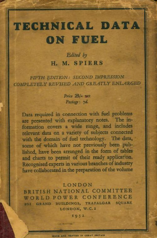 Livrenpoche : Technical data on fuel - H.M Spiers - Livre