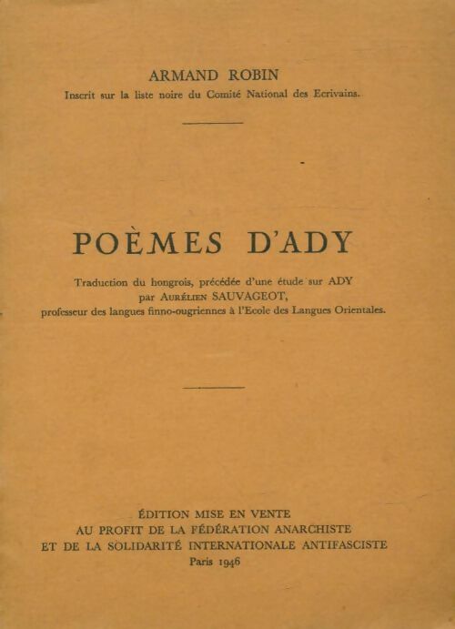 Livrenpoche : Poèmes d'Ady - Armand Robin - Livre