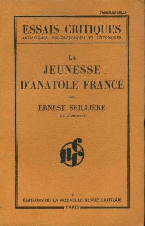 Livrenpoche : La jeunesse d'Anatole France - Ernest Seillière - Livre
