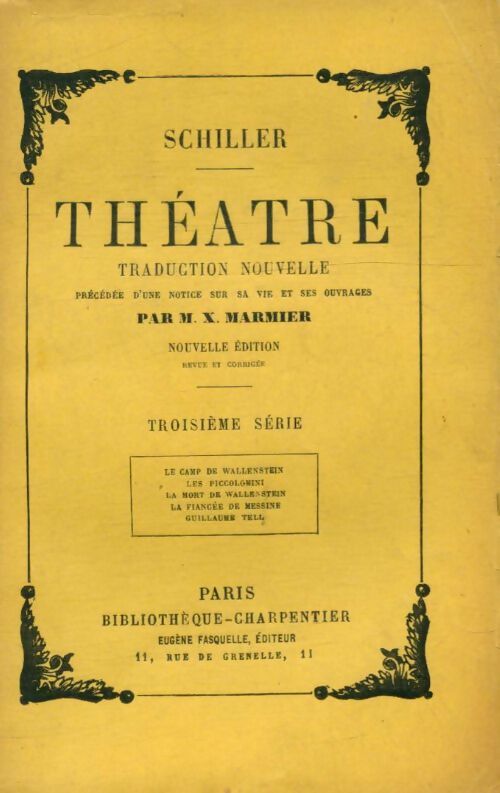 Livrenpoche : Théâtre Tome III - Schiller - Livre