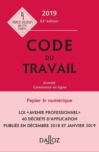 Livrenpoche : Code du travail annoté et commenté en ligne 2019 - Collectif - Livre