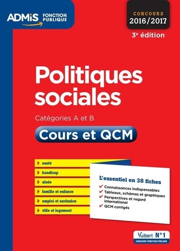 Livrenpoche : Politiques sociales. Cours et QCM cat A et B 2016 2017 - Christelle Jamot Robert - Livre