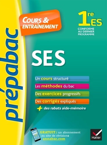 Livrenpoche : SES 1ère ES. Cours & entraînement - Jean-Claude Drouin - Livre