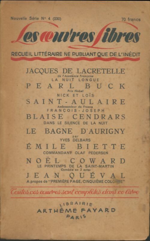 Livrenpoche : Les Oeuvres Libres n°230 - Collectif - Livre
