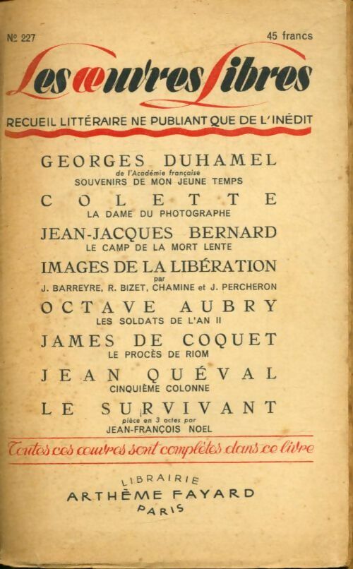 Livrenpoche : Les Oeuvres Libres n°227 - Collectif - Livre