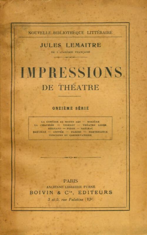 Livrenpoche : Impressions de théâtre - Jules Lemaître - Livre