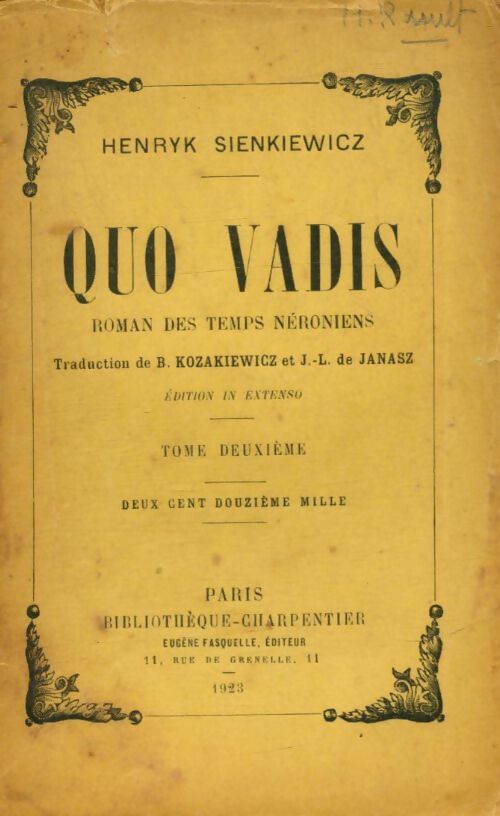 Livrenpoche : Quo vadis Tome II - Henryk Sienkiewicz - Livre