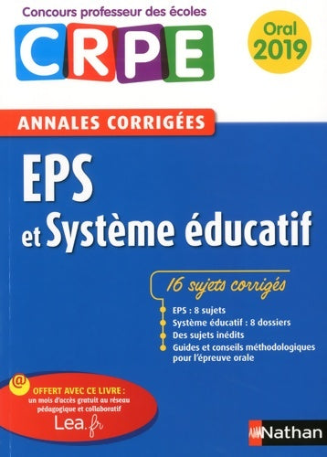 Livrenpoche : Concours CRPE Annales EPS & système éducatif. Oral 2019 - Janine Hiu - Livre