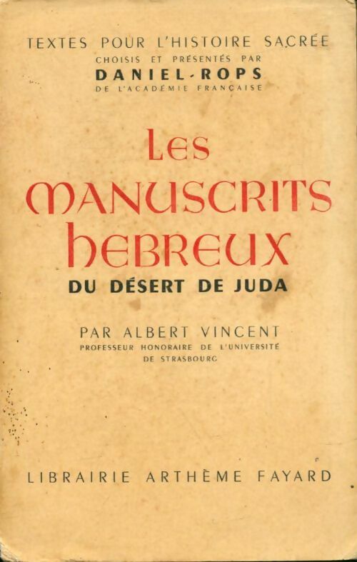 Livrenpoche : Les manuscrits hébreux du désert de Juda - Albert Vincent - Livre