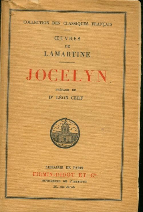 Jocelyn - Alphonse De Lamartine -  Classiques français - Livre