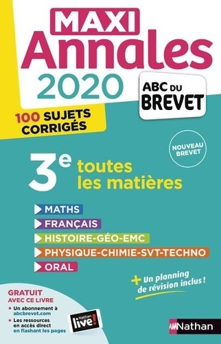 Livrenpoche : Maxi-annales 3e brevet 2020 - Collectif - Livre