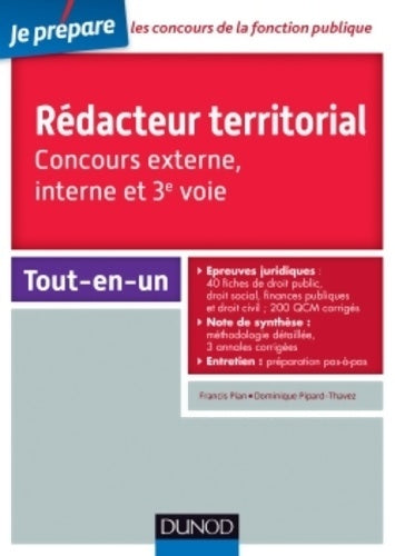 Livrenpoche : Concours rédacteur territorial : Tout-en-un - Dominique Pipard-Thavez - Livre