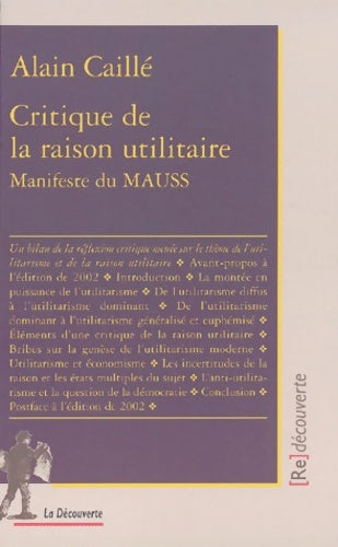 Livrenpoche : Critique de la raison utilitaire - Alain Caillé - Livre