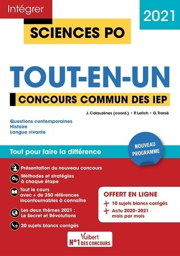 Livrenpoche : Concours sciences Po - tout-en-un 2021 - Jérôme Calauzènes - Livre