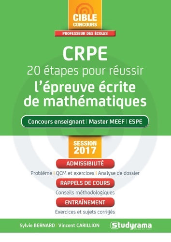 Livrenpoche : CRPE 20 étapes pour réussir l'épreuve écrite de mathématiques - Sylvie Bernard - Livre