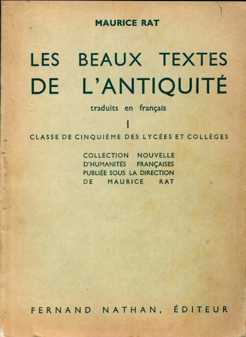 Livrenpoche : Les beaux textes de l'antiquité traduits en français 5e - Maurice Rat - Livre