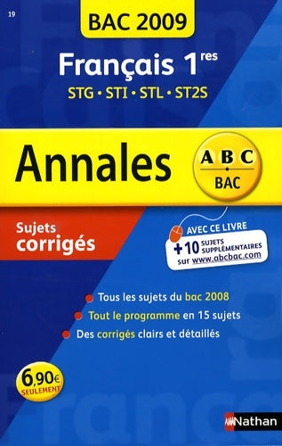 Livrenpoche : Français 1ères STG-STI-STL-ST2S Sujets corrigés 2009 - Sylvie Planchard - Livre