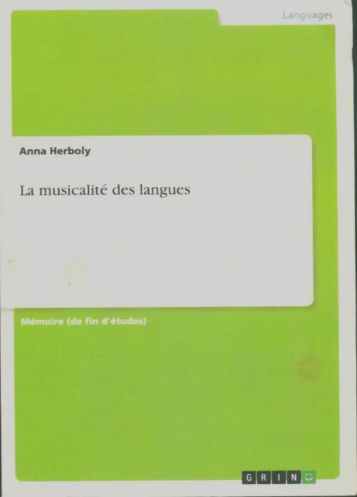 Livrenpoche : La musicalité des langues - Anna Herboly - Livre