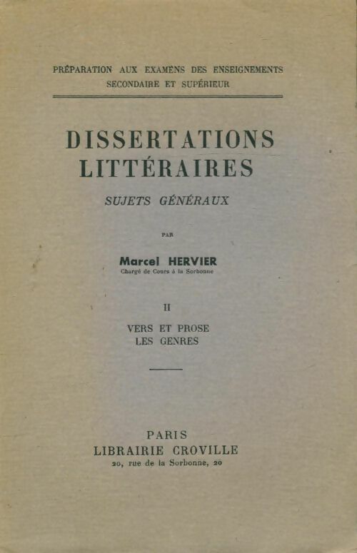 Livrenpoche : Dissertations littéraires Tome II - Marcel Hervier - Livre