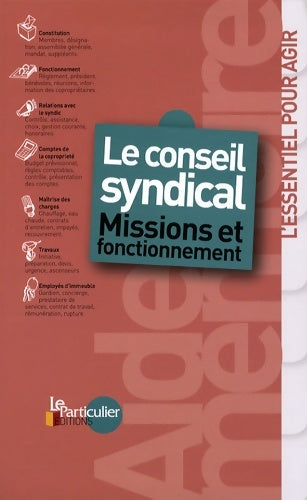 Livrenpoche : Le conseil syndical : Missions et fonctionnement - Arnaud Saugeras - Livre