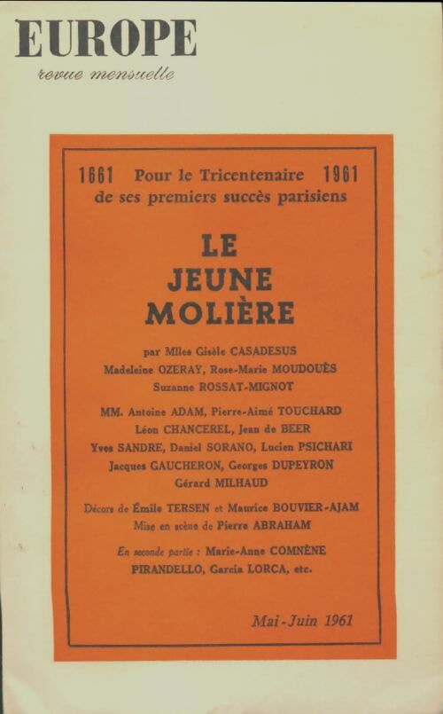 Livrenpoche : Europe n°385-386 : Le jeune Molière - Collectif - Livre