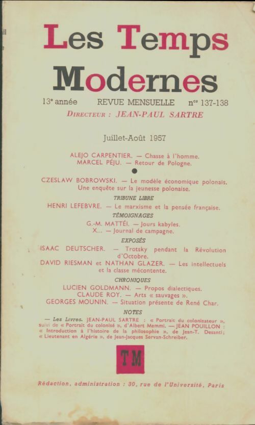 Livrenpoche : Les temps modernes n°137-138 - Collectif - Livre