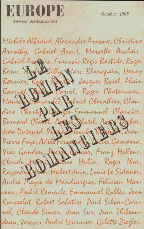 Livrenpoche : Europe n°474 : Le roman par les romanciers - Collectif - Livre