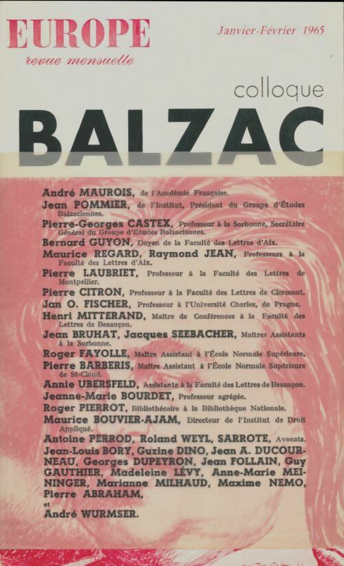 Livrenpoche : Europe n°429-430 : Colloque Balzac - Collectif - Livre